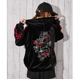 《ベロア×ドラゴン刺繍》サイドラインジップパーカー | GORGE | 詳細画像9