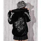 オフホワイト | 《ベロア×ドラゴン刺繍》サイドラインジップパーカー | GORGE