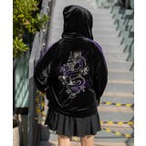 《ベロア×ドラゴン刺繍》サイドラインジップパーカー | GORGE | 詳細画像3