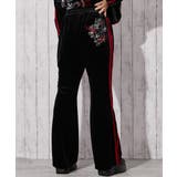 レッド | 《ベロア×ドラゴン刺繍》サイドラインストレートパンツ | GORGE 