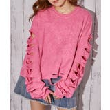 ピンク | 《ダメージ・ロゴエンボス》トレーナー/カジュアル×ストリート/春秋/全2色 | GORGE