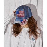 ブルー | 《アメリカ国旗×ラインストーン》デニムキャップ／オールシーズン | GORGE 