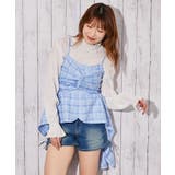 ブルー | 《チェック柄×リボンデザイン》キャミソール／春夏／全３色 | GORGE 