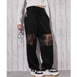 ブラック | 《レース切り替え×裏毛素材》スウェットパンツ／秋冬春 | GORGE 