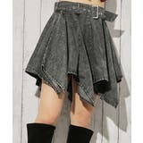 ブラック | 《ベルト付き×アシンメトリー》デニムミニスカート インパン付き オールシーズン | GORGE 