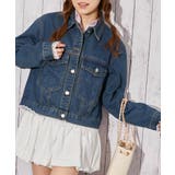 ブルー | 《レースヘム・デニム》デニムジャケット／カジュアル×ガーリー／春秋／全２色 | GORGE 