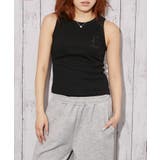 ブラック | 《合皮ロゴ刺繍×リブ素材》ノースリーブトップス タンク オールシーズン◎ | GORGE 