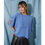 ブルー | 《ダメージ加工・抜け感》エンボスロゴＴシャツ／ストリート×モード／春夏／全３色 | GORGE 