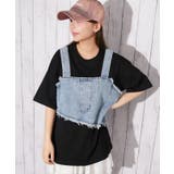 ブラック | 《デニムビスチェドッキング》Ｔシャツ／Ｙ２Ｋ／春夏／全３色 | GORGE 