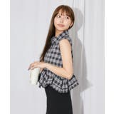《ペプラムフリル・チェック・ドット柄》ブラウス／フェミニン／春夏／全３色 | GORGE  | 詳細画像8 