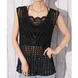 ブラック | 《かぎ針編み レースアップ》タンクトップ ナチュラル×フェミカジュ | GORGE