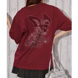 ボルドー | 《ラインストーンバニー》バックグラフィックＴシャツ／ストリート／春夏／全３色 | GORGE 