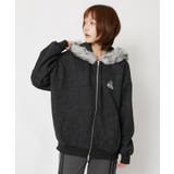 ブラック | ピグメント風 ファー付きラメ裏起毛ジップパーカー|全3色 | GORGE