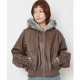 ブラウン | ファーフード フェイクレザーブルゾン|全2色 | GORGE