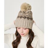 ノルディック柄 ポンポン付きニット帽｜全２色 | GORGE  | 詳細画像6 