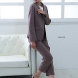 モカ | 洗えるノーカラージャケットスーツセットアップ 洗濯機OK 仕事 | epicday