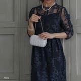 ネイビー | バックリボンレースロングワンピース ドレス 結婚式 | epicday