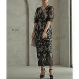 ブラック | 刺繍チュールレースタイトロングドレス ドレス 結婚式 | epicday