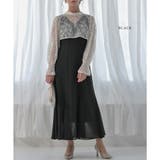 ブラック | レーストップス＆フレアドレスセットアップ ドレス 結婚式 | epicday