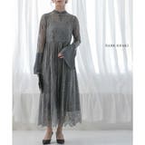 ダークカーキ | プリーツスリーブレースロングドレス ドレス 結婚式 | epicday