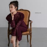 ボルドー | フレアレーススリーブドレス ワンピース 結婚式 | epicday