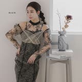 ブラック | バックリボン刺繍レースドレス バックリボン 花柄 | epicday