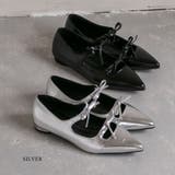 シルバー | ダブルリボン ポインテッドトゥ フラット | epicday