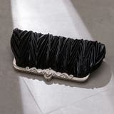 ブラック | バッグ 結婚式 プリーツサテンクラッチバッグ | epicday