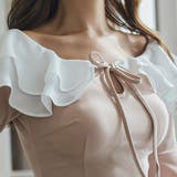 レイヤードフリルとベルスリーブが特徴的なドレス ピンクベージュ | GRAXIA | 詳細画像6 
