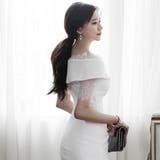 オフショル襟とレース袖がリッチなドレス(SEXYDRESS) ホワイト | GRAXIA | 詳細画像2