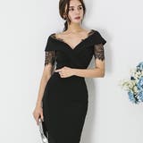オフショル襟とレース袖がリッチなドレス(SEXYDRESS) ブラック | GRAXIA | 詳細画像2