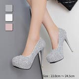 足元から輝くラメ＆ストーンのラウンドトゥパンプス(CABARETSHOES) | GRAXIA | 詳細画像1 