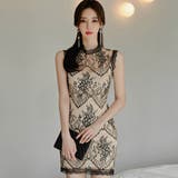 ヌーディなフラワーレースのミニドレス(キャバドレス・CABARETDRESS) | GRAXIA | 詳細画像1