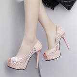 フラワーレースとゴールドモチーフのオープントゥパンプス(CABARETSHOES… | GRAXIA | 詳細画像3 