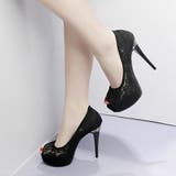 フラワーレースとゴールドモチーフのオープントゥパンプス(CABARETSHOES… | GRAXIA | 詳細画像4 