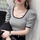 パフスリーブのバイカラーリブトップス(TOPS) | GRAXIA | 詳細画像3 