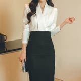 V字に大きくカットされた胸元がセクシーな切り替えタイプのドレス(キャバドレス C… | GRAXIA | 詳細画像11