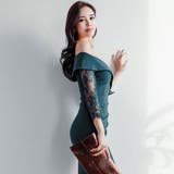 大きくあいたデコルテラインがセクシーな印象のオフショルミディ丈ドレス(キャバドレ… | GRAXIA | 詳細画像4 