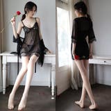 適度な透け感とラッセルレースの華やかさが目を引くガウン付きベビードール(セクシー… | GRAXIA | 詳細画像10 