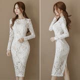 透け感たっぷりボディラインを綺麗に魅せる上品なミディ丈ドレス(キャバドレス CA… | GRAXIA | 詳細画像3