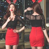 引き締まったボディラインを艶めかしく演出する刺繍生地重ねデザインのミニ丈ワンピー… | GRAXIA | 詳細画像4