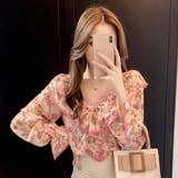 大人っぽいフラワープリントで軽やかな印象のシフォンフリルトップス(TOPS) | GRAXIA | 詳細画像6 