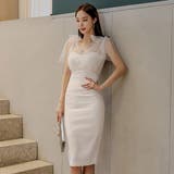 リボンショルダーが上品で優しい印象にするミディ丈ドレス | GRAXIA | 詳細画像4 