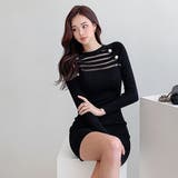 胸元の透け感がポイントのミニ丈ニットワンピース(キャバドレス CABARETDR… | GRAXIA | 詳細画像6 