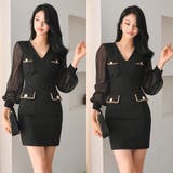 シックな上品さにゴールド使いで華やかさをプラスするミニワンピース(キャバドレス … | GRAXIA | 詳細画像6 