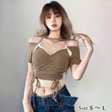 フロントにシャーリングを効かせ個性的に仕立てたオフショルニット(TOPS) | GRAXIA | 詳細画像1 