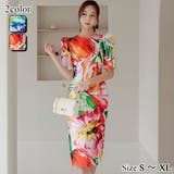 大胆なフラワープリントが華やかなミディ丈ワンピース(キャバドレス CABARET… | GRAXIA | 詳細画像1