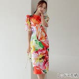 大胆なフラワープリントが華やかなミディ丈ワンピース(キャバドレス CABARET… | GRAXIA | 詳細画像3