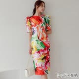 大胆なフラワープリントが華やかなミディ丈ワンピース(キャバドレス CABARET… | GRAXIA | 詳細画像4