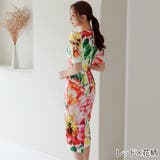 大胆なフラワープリントが華やかなミディ丈ワンピース(キャバドレス CABARET… | GRAXIA | 詳細画像5